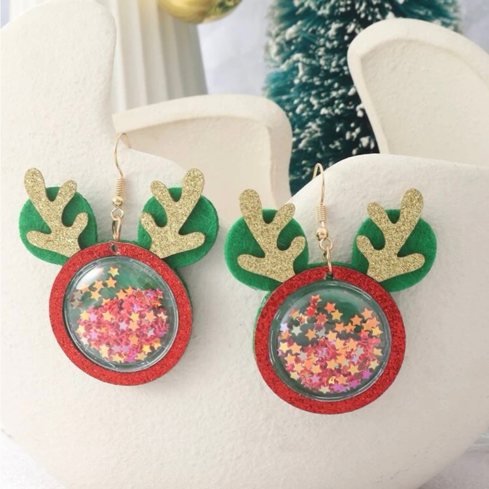NWT Christmas Elk Drop Earrings